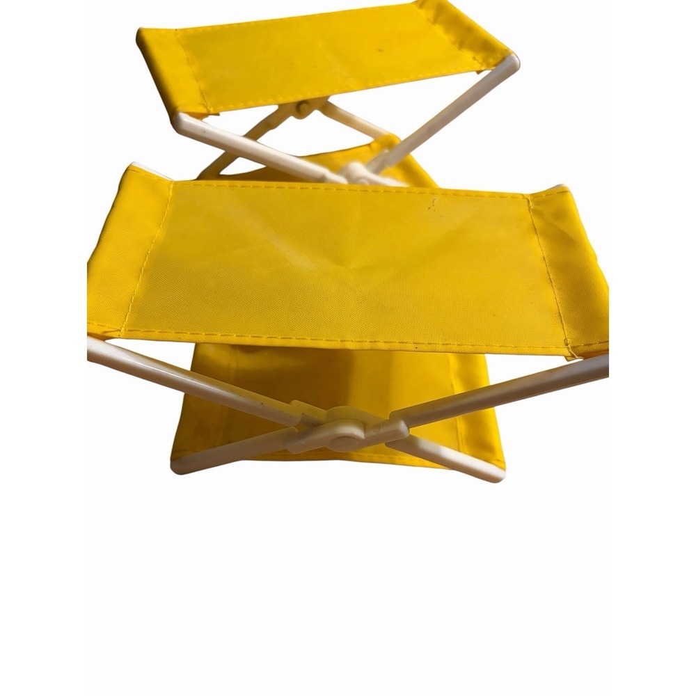 2 Barbie Camping Hammock Chairs | Foldable Chair Vintage Mattel Doll 70s Yellow